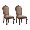 Beige and Cherry Solid Back Side Chairs (Set of 2)