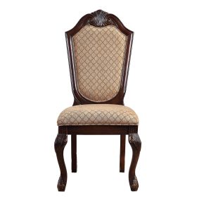 Beige and Espresso Solid Back Side Chairs (Set of 2)