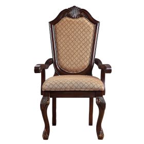 Beige and Espresso Arm Chairs with Arched Backrest (Set of 2)