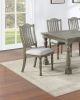 Classic Light Grey Plush Upholstered Cushion Chairs Set of 2pc Dining Chair Open Slats Back Design
