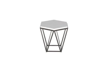 Corvus - End Table With Marble Top Hexagon - White