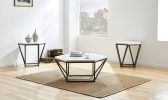 Corvus - 3 Piece Table Set - White Marble Hexagon