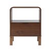 Modern Minimalist Curved-Top Solid Wood Nightstand – Brown