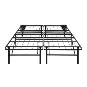 Black Metal Platform Foldable Bed Frame Full Size, Toolless High Profile Design