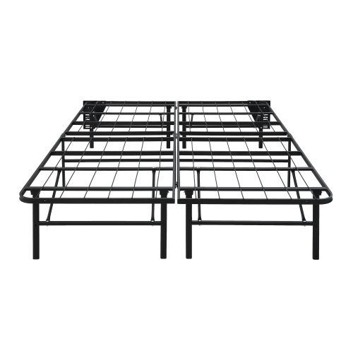 Black Metal Platform Foldable Bed Frame Full Size, Toolless High Profile Design