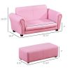 Kids Sofa Set with Footstool-Pink