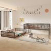 Full XL over Queen Bunk Bed with Ladder and Guardrails, Gray