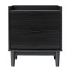 Mid-Century Modern 2-Drawer Solid Wood Nightstand – Black