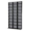 Multimedia Shelving Unit, Slim Profile, Extended Base for Stability in Black