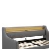 Twin Size Daybed with Storage Drawers, Upholstered Daybed with Charging Station and LED Lights, Gray(Old Item W1580S00023)