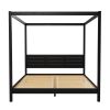 Modern Minimalist Boho King Canopy Bedframe – Black