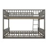Full XL over Queen Bunk Bed with Ladder and Guardrails, Gray