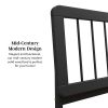 Mid-Century Modern Solid Wood King Spindle Bed – Black
