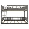 Full XL over Queen Bunk Bed with Ladder and Guardrails, Gray