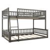 Full XL over Queen Bunk Bed with Ladder and Guardrails, Gray