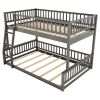 Full XL over Queen Bunk Bed with Ladder and Guardrails, Gray