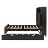Full Size Wooden Bed With All-in-One Cabinet, Shelf and Sockets,Twin Size Trundle, Espresso