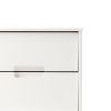 Mid-Century Modern 2-Drawer Solid Wood Nighstand with Cutout Handles - White
