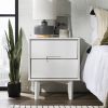 Mid-Century Modern 2-Drawer Solid Wood Nighstand with Cutout Handles - White