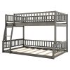 Full XL over Queen Bunk Bed with Ladder and Guardrails, Gray
