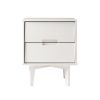Mid-Century Modern 2-Drawer Solid Wood Nighstand with Cutout Handles - White