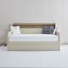 Twin Size Daybed with Storage Drawers, Upholstered Daybed with Charging Station and LED Lights, Beige (Expect arrive date: Jun.,20th.)