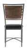 Industrial Style Metal Frame Chairs Set of 2, Faux Leather Seat Burnished Brown finish and Gray Metal Finish Rustic Style Dining Kitchen Furniture