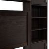 Queen Size Wooden Bed With All-in-One Cabinet, Shelf and Sockets,Twin XL Trundle,Espresso