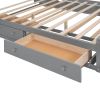 Queen Size Wooden Bed With All-in-One Cabinet, Shelf and Sockets,Twin XL Trundle, Gray