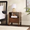Modern Minimalist Curved-Top Solid Wood Nightstand – Brown