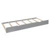Queen Size Wooden Bed With All-in-One Cabinet, Shelf and Sockets,Twin XL Trundle, Gray