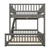 Full XL over Queen Bunk Bed with Ladder and Guardrails, Gray