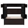 Full Size Wooden Bed With All-in-One Cabinet, Shelf and Sockets,Twin Size Trundle, Espresso