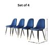 Lassan Contemporary Fabric Dining Chairs, Set of 4, Blue