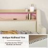 Twin Size Daybed with Storage Drawers, Upholstered Daybed with Charging Station and LED Lights, Beige (Expect arrive date: Jun.,20th.)