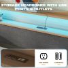 Twin Size Daybed with Trundle Bed, Upholstered Daybed with Charging Station and LED Lights, Gray(Expect arrival date Jun, 14th)