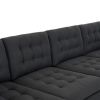 U-shaped Soft-Covered Armrest Backrest Seat Pull Point Wooden Frame Iron Frame Black Feet Indoor Sectional Sofa Dark Gray