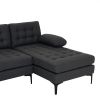 U-shaped Soft-Covered Armrest Backrest Seat Pull Point Wooden Frame Iron Frame Black Feet Indoor Sectional Sofa Dark Gray