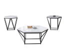 Corvus - 3 Piece Table Set - White Marble Hexagon