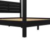 Modern Minimalist Boho King Canopy Bedframe – Black