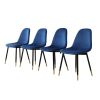 Lassan Contemporary Fabric Dining Chairs, Set of 4, Blue
