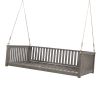 TOPMAX Patio Minimalist Twin Size Garden Swing Bed Wood Porch Swing with Ropes for Backyard, Safe Sloped Design, Gray