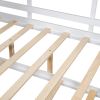 Wooden Full Size House Bed With Trundle, Modern Design for Kids with Storage Shlef, White