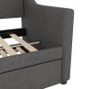 Twin Size Daybed with Trundle Bed, Upholstered Daybed with Charging Station and LED Lights, Gray(Expect arrival date Jun, 14th)