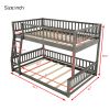 Full XL over Queen Bunk Bed with Ladder and Guardrails, Gray