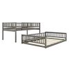 Full XL over Queen Bunk Bed with Ladder and Guardrails, Gray