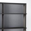 Multimedia Shelving Unit, Slim Profile, Extended Base for Stability in Black