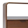 Modern Minimalist Curved-Top Solid Wood Nightstand – Brown