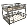 Full XL over Queen Bunk Bed with Ladder and Guardrails, Gray