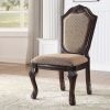 Beige and Espresso Solid Back Side Chairs (Set of 2)